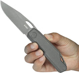 Kubey Verijero Framelock Ti BSW KB340E - Titanium Handle With Dark Stonewash Finish, Extended Tang, 3.38in Blade by Kubey