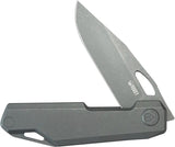 Kubey Verijero Framelock Ti BSW KB340E - Titanium Handle With Dark Stonewash Finish, Extended Tang, 3.38in Blade by Kubey