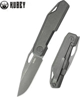 Kubey Verijero Framelock Ti BSW KB340E - Titanium Handle With Dark Stonewash Finish, Extended Tang, 3.38in Blade by Kubey