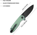 Kubey Belus EDC Linerlock Black Jade KU342B - AUS-10A Stainless Blade, Jade G10 Handle, Thumb Stud by Kubey