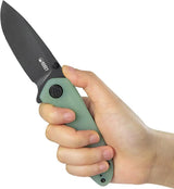 Kubey Belus EDC Linerlock Black Jade KU342B - AUS-10A Stainless Blade, Jade G10 Handle, Thumb Stud by Kubey