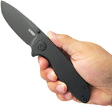 Kubey Belus EDC Linerlock Black G10 Handle AUS-10A Blade Extended Tang - Compact EDC Knife by Kubey