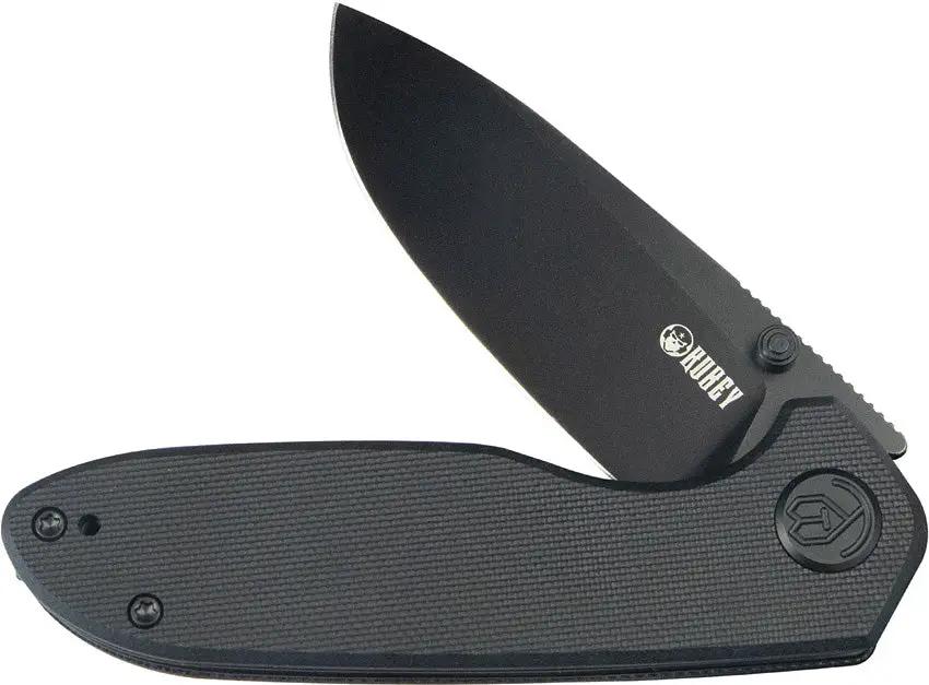 Kubey Belus EDC Linerlock Black G10 Handle AUS-10A Blade Extended Tang - Compact EDC Knife by Kubey