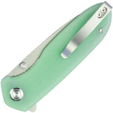 Kubey Belus EDC Linerlock Jade KU342F - Jade G10 Handle With Satin AUS-10A Blade, Thumb Stud, Extended Tang, Pocket Clip by Kubey