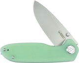 Kubey Belus EDC Linerlock Jade KU342F - Jade G10 Handle With Satin AUS-10A Blade, Thumb Stud, Extended Tang, Pocket Clip by Kubey