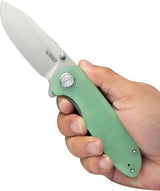 Kubey Belus EDC Linerlock Jade KU342F - Jade G10 Handle With Satin AUS-10A Blade, Thumb Stud, Extended Tang, Pocket Clip by Kubey