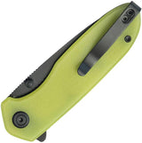 Kubey Belus EDC Linerlock Knife - Yellow G10 Handle, AUS-10A Blade, Extended Tang, Pocket Clip by Kubey