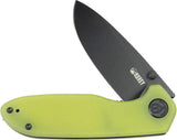Kubey Belus EDC Linerlock Knife - Yellow G10 Handle, AUS-10A Blade, Extended Tang, Pocket Clip by Kubey