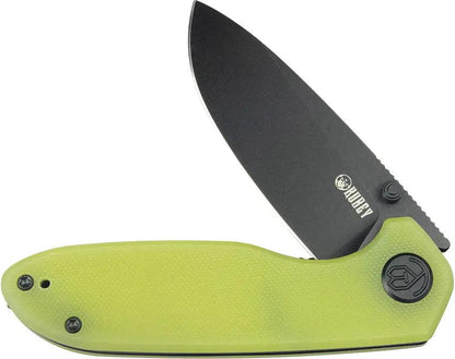Kubey Belus EDC Linerlock Knife - Yellow G10 Handle, AUS-10A Blade, Extended Tang, Pocket Clip by Kubey