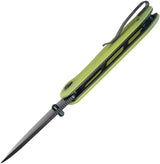 Kubey Belus EDC Linerlock Knife - Yellow G10 Handle, AUS-10A Blade, Extended Tang, Pocket Clip by Kubey