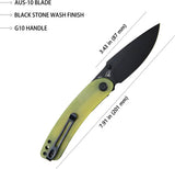 Kubey Momentum Linerlock Yellow KU344F - AUS-10A Stainless Blade, 3.5 Inch, 4.5 Inch Closed, Translucent G10 Handle by Kubey