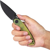 Kubey Momentum Linerlock Yellow KU344F - AUS-10A Stainless Blade, 3.5 Inch, 4.5 Inch Closed, Translucent G10 Handle by Kubey