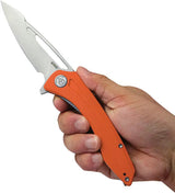Kubey Merced Linerlock Orange KU345B - Full Size EDC Knife With AUS 10A Bead Blast Blade And Orange G10 Handle by Kubey