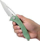 Kubey Merced Linerlock Jade KU345D - Bead Blast AUS-10A Blade With Jade G10 Handle And Thumb Pull by Kubey