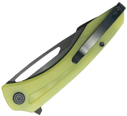 Kubey Merced Linerlock Yellow KU345Q - AUS-10A BlackWash Blade, 3.5 Inch Blade, 4.5 Inch Closed, Yellow G10 Handle by Kubey