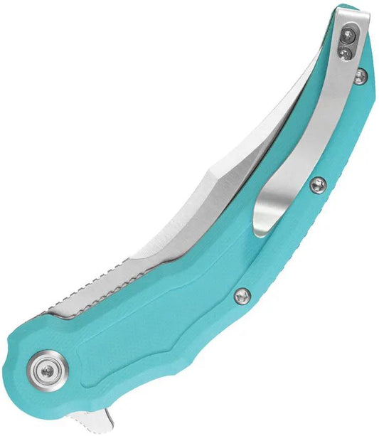 Kubey Wave Crest Linerlock Tiffany KU346B - Pikal Style Blade With Tiffany Blue G10 Handle by Kubey