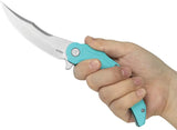 Kubey Wave Crest Linerlock Tiffany KU346B - Pikal Style Blade With Tiffany Blue G10 Handle by Kubey