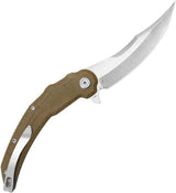 Kubey Wave Crest Linerlock - Brown Micarta Handle With 14C28N Sandvik Stainless Blade And Extended Tang And Pocket Clip by Kubey