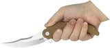 Kubey Wave Crest Linerlock - Brown Micarta Handle With 14C28N Sandvik Stainless Blade And Extended Tang And Pocket Clip by Kubey