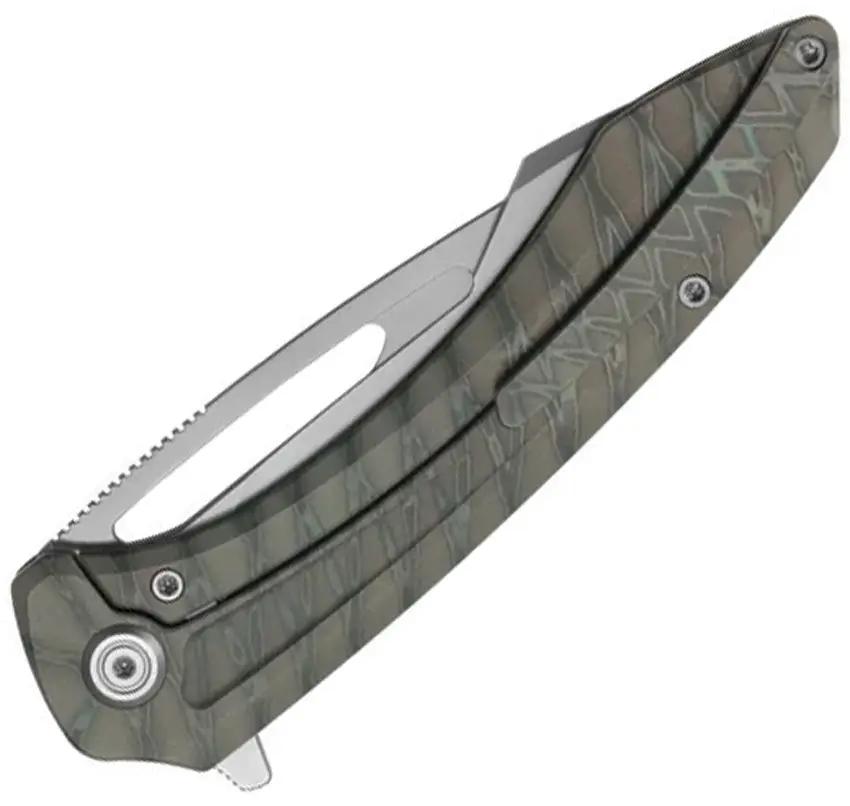 Kubey Merced Framelock Flame Ti KB352B - Titanium Framelock Knife With Flame Finish by Kubey