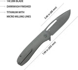 Kubey Supercell Linerlock DW KU353C - Black Stonewash 3.5in 14C28N Drop Point Blade Titanium Handle by Kubey