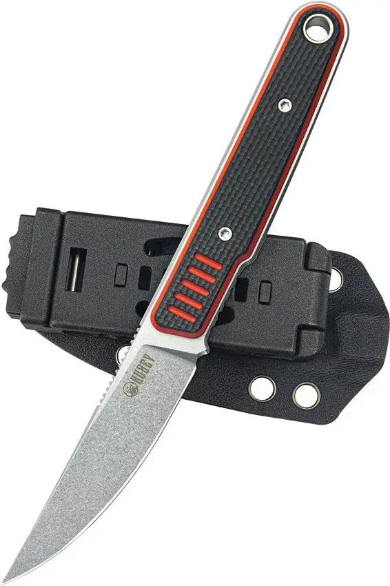 Kubey JL Fixie Fixed Blade Knife - 14C28N Sandvik Stainless, Black Red G10 Handle, Full Tang, Kydex Sheath by Kubey