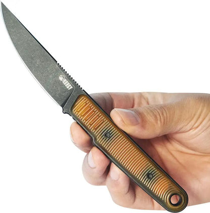 Kubey JL Fixie Fixed Blade Ultem Black KU355D - 14C28N Sandvik Stainless Blade, Full Tang, Lanyard Hole by Kubey