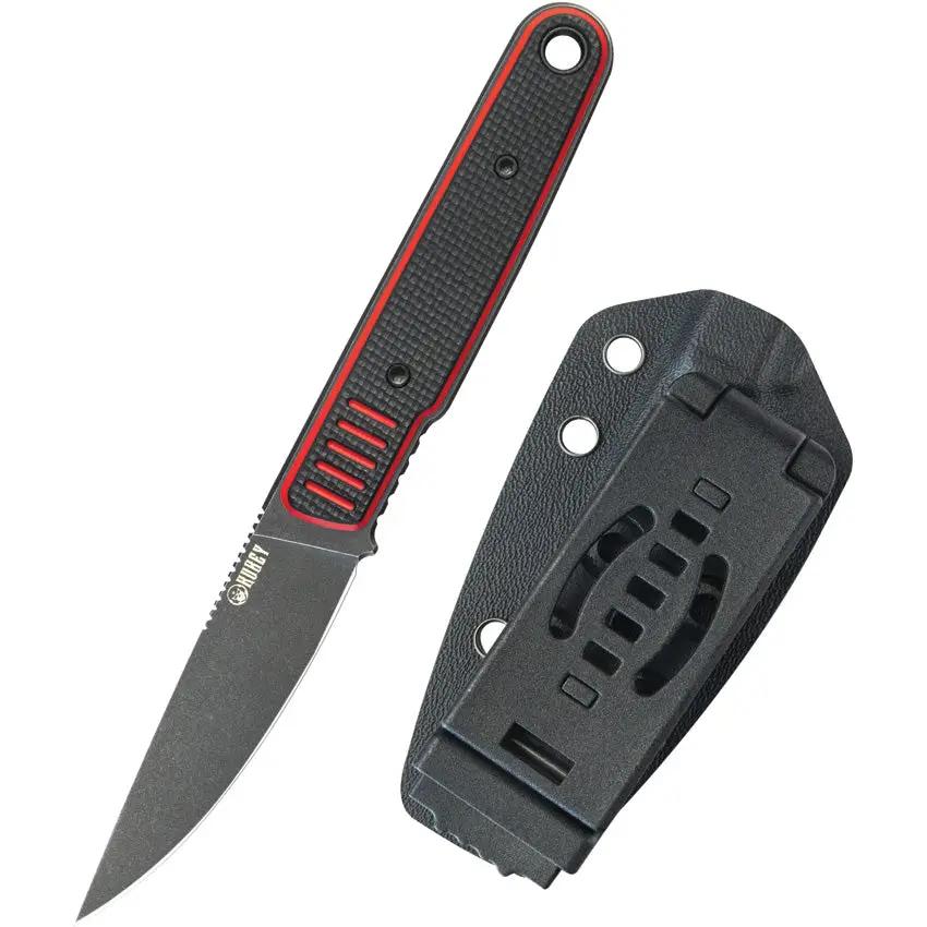 Kubey JL Fixed Blade Knife - Full Tang Durability With Black Red G10 Handle And Kydex Sheath by Kubey