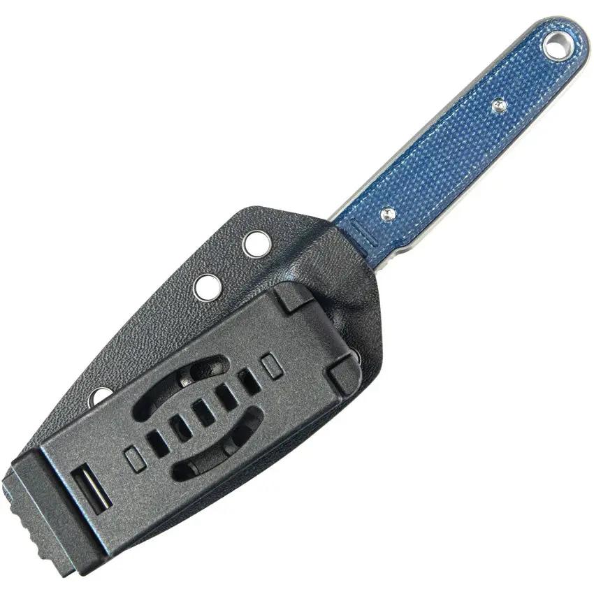 Kubey JL Fixed Blade Knife - Blue Canvas Micarta Handle, Full Tang, 7 Inch Overall, 14C28N Sandvik Blade, Kydex Sheath by Kubey