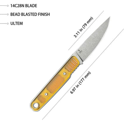 Kubey JL Fixed Blade Ultem KU356C - Durable Ultem Handle With Full Tang And Lanyard Hole by Kubey