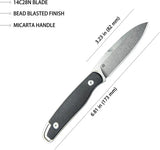 Kubey Dust Devil Fixed Blade Knife - 8 Inch Overall, 3.25 Inch Spear Point Blade, 14C28N Sandvik Black Micarta Handle by Kubey