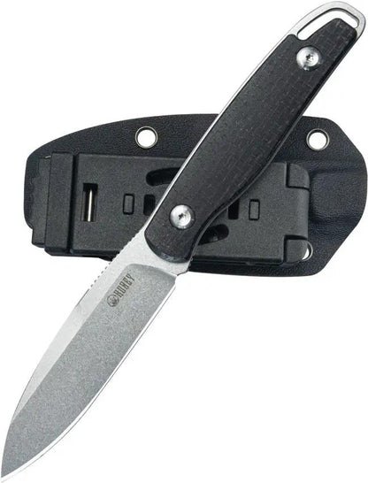 Kubey Dust Devil Fixed Blade Knife - 8 Inch Overall, 3.25 Inch Spear Point Blade, 14C28N Sandvik Black Micarta Handle by Kubey