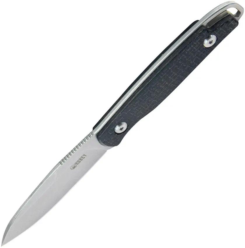 Kubey Dust Devil Fixed Blade Knife - 8 Inch Overall, 3.25 Inch Spear Point Blade, 14C28N Sandvik Black Micarta Handle by Kubey