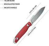 Kubey Dust Devil Fixed Blade Red KU357B - 8 Inch Full Tang With Stonewash 14C28N Blade And Red Micarta Handle by Kubey