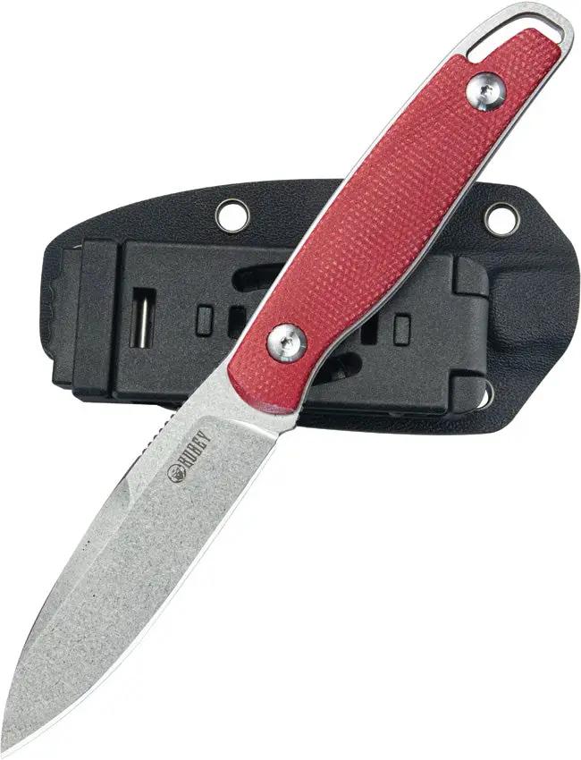 Kubey Dust Devil Fixed Blade Red KU357B - 8 Inch Full Tang With Stonewash 14C28N Blade And Red Micarta Handle by Kubey