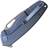 Kubey Tityus Framelock Knife - Blue Titanium Handle With 3.38in 14C28N Blade KB360D by Kubey