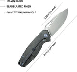 Kubey Tityus Framelock Flame KB360E - Flamed Titanium Handle And Bead Blast 14C28N Sandvik Stainless Blade by Kubey