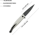 Kubey MOS Hydra Linerlock White KU361B - White G10 Handle 14C28N Sandvik Stainless Spear Point Blade Thumb Stud by Kubey
