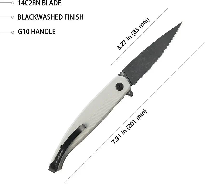 Kubey MOS Hydra Linerlock White KU361B - White G10 Handle 14C28N Sandvik Stainless Spear Point Blade Thumb Stud by Kubey