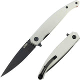 Kubey MOS Hydra Linerlock White KU361B - White G10 Handle 14C28N Sandvik Stainless Spear Point Blade Thumb Stud by Kubey