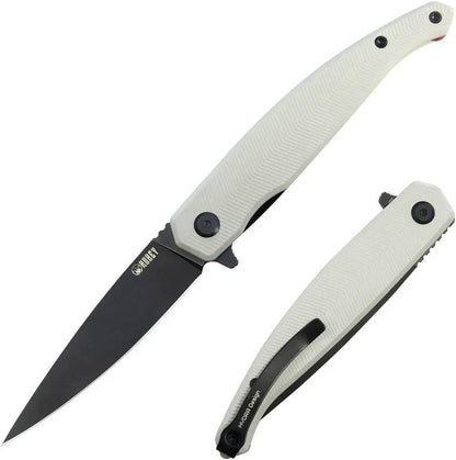Kubey MOS Hydra Linerlock White KU361B - White G10 Handle 14C28N Sandvik Stainless Spear Point Blade Thumb Stud by Kubey