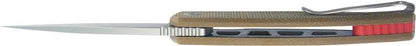 Kubey MOS Hydra Linerlock Tan KU361C - Stonewashed 14C28N Sandvik Stainless Blade With Tan Canvas Micarta Handle by Kubey