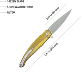 Kubey MOS Hydra Linerlock Ultem KU361D - Stonewashed 14C28N Blade With Ultem Handle And Extended Tang by Kubey