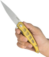 Kubey MOS Hydra Linerlock Ultem KU361D - Stonewashed 14C28N Blade With Ultem Handle And Extended Tang by Kubey