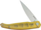 Kubey MOS Hydra Linerlock Ultem KU361D - Stonewashed 14C28N Blade With Ultem Handle And Extended Tang by Kubey