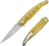 Kubey MOS Hydra Linerlock Ultem KU361D - Stonewashed 14C28N Blade With Ultem Handle And Extended Tang by Kubey