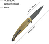 Kubey MOS Hydra Linerlock Ultem Black KU361E - Durable 14C28N Stainless Spear Point Knife With Ultem Handle by Kubey