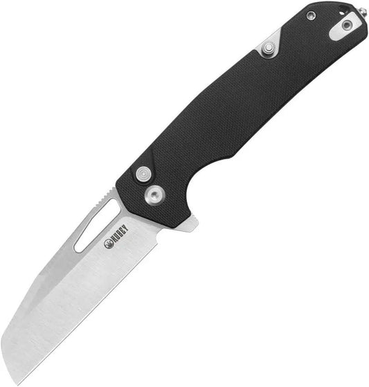 Kubey 10-8 Button Lock Knife - Black G10 Handle with Belt Cutter and Glass Breaker by Kubey