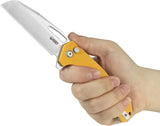 Kubey 10-8 Button Lock Knife - Yellow G10 Handle With Belt Cutter And Glass Breaker by Kubey