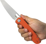 Kubey Elang Linerlock Orange KU365A - 4-Inch AUS-10A Stainless Sheepsfoot Blade with Orange G10 Handle and Pocket Clip by Kubey